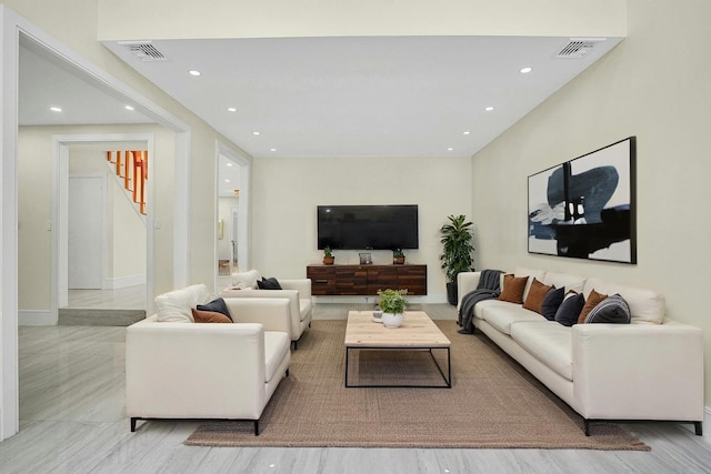 7 Mcculloch Dr, Dix Hills, NY 11746 - living area with stairway and recessed lighting