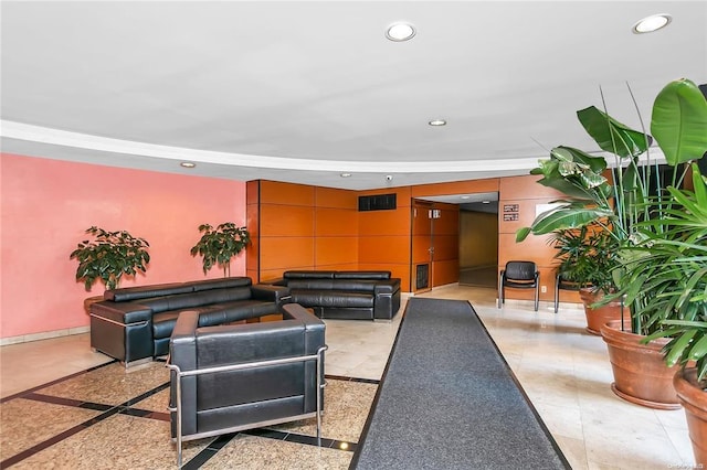 lobby featuring recessed lighting