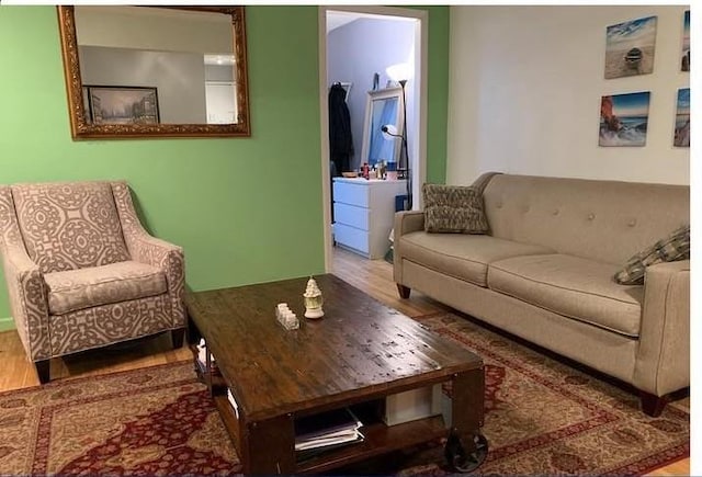 living area with wood finished floors