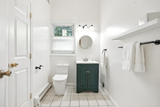1755 Parmly Rd, Mohegan Lake, NY 10547 - bathroom featuring baseboard heating, tile patterned flooring, and vanity