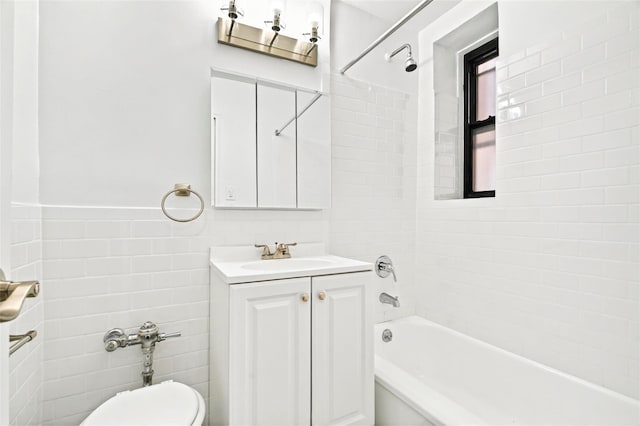 2244 Bronx Park E Unit 1E, Bronx, NY 10467 - bathroom with  shower combination, tile walls, vanity, and toilet