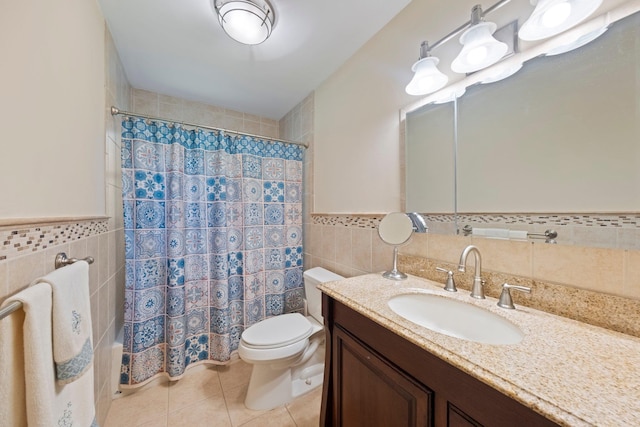 8 Anna D Ct, Hopewell Junction, NY 12533 - bathroom featuring tile walls, tile patterned flooring, vanity, toilet, and a wainscoted wall