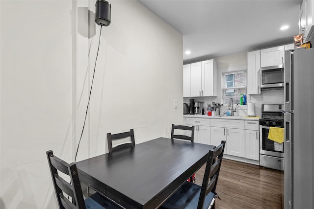 41AKA43 Sherwood Ave, Yonkers, NY 10704 - dining space featuring recessed lighting and dark wood-style flooring