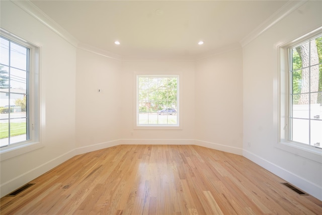 1259 Waterview Dr, Rockville Centre, NY 11570 - spare room with ornamental molding, healthy amount of natural light, light wood-style floors, baseboards, and recessed lighting