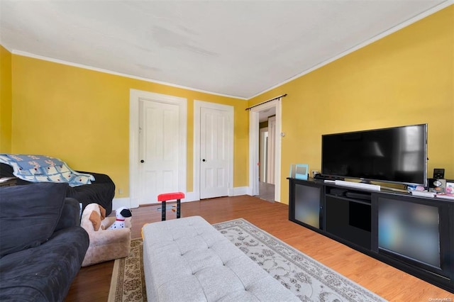 80 Monell Ave, Islip, NY 11751 - living area with ornamental molding, wood finished floors, and baseboards