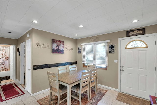 17 Gerhard Rd, Plainview, NY 11803 - dining space featuring recessed lighting, light tile patterned floors, and baseboards
