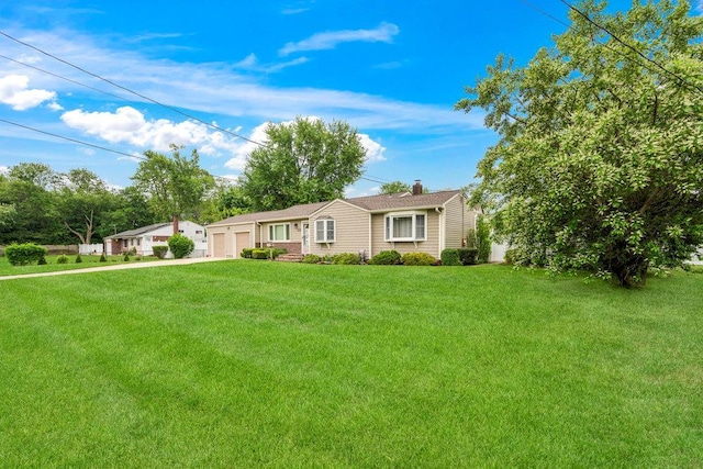 1544 Baldwin Blvd, Bay Shore, NY 11706 - ranch-style home featuring an attached garage, a front yard, a chimney, and driveway