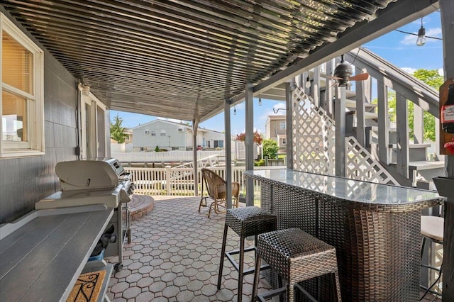 view of patio / terrace with stairway