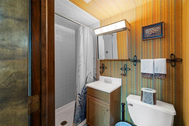 11 Carnelli Ct, Poughkeepsie, NY 12603 - full bathroom with a shower stall, toilet, vanity, and wallpapered walls