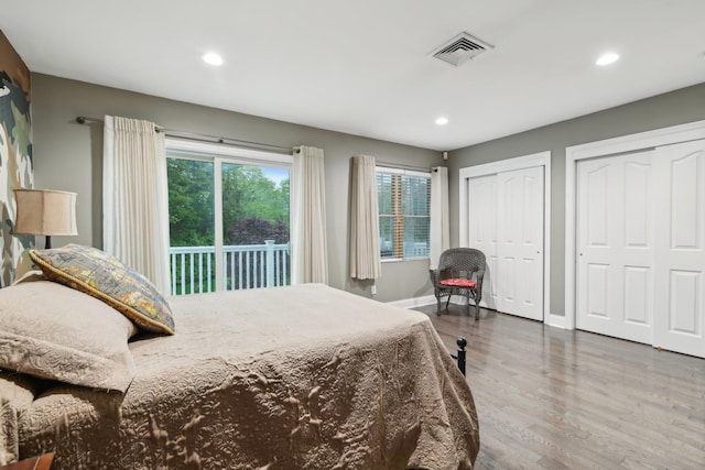 98 Beach Rd, Westhampton Beach, NY 11978 - bedroom featuring multiple closets, wood finished floors, recessed lighting, and baseboards