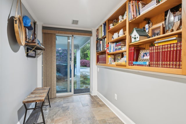 98 Beach Rd, Westhampton Beach, NY 11978 - doorway featuring baseboards and stone finish floors