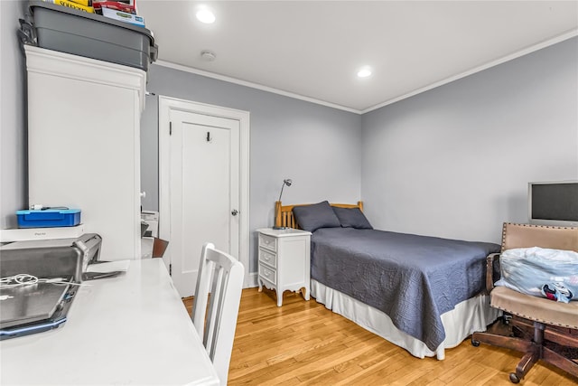 16 Rollhaus Pl, Port Chester, NY 10573 - bedroom with ornamental molding, light wood-style flooring, and recessed lighting
