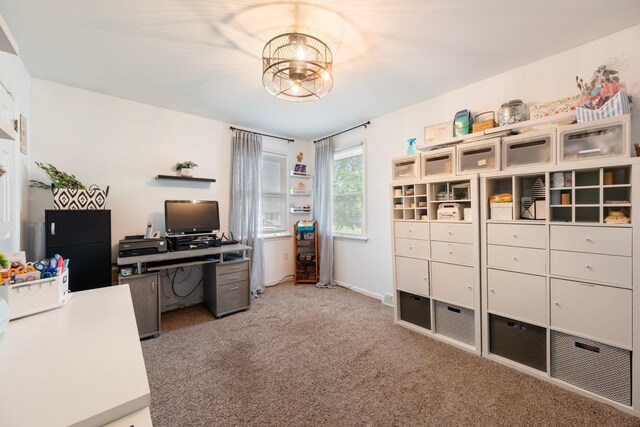 22 Willow Pl, Middletown, NY 10940 - office area featuring light carpet and a chandelier