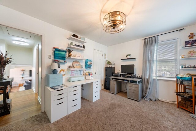 22 Willow Pl, Middletown, NY 10940 - office featuring light carpet, attic access, and a chandelier