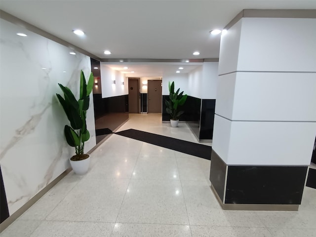 common area with recessed lighting