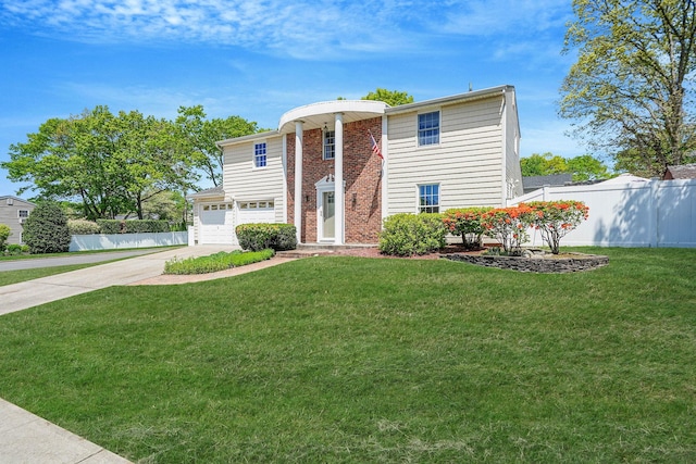 23 John St, Port Jefferson Station, NY 11776 - neoclassical home with driveway, a garage, and brick siding