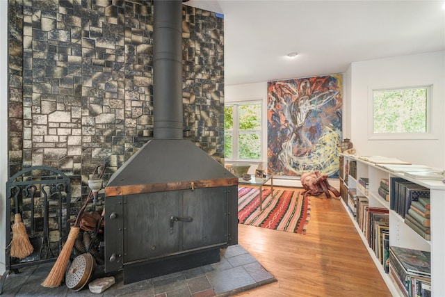 10 S Mountain Pond, Garrison, NY 10524 - detailed view of wood finished floors and a wood stove