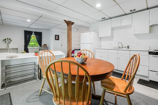 10 S Mountain Pond, Garrison, NY 10524 - carpeted dining area with a sink, recessed lighting, and a paneled ceiling