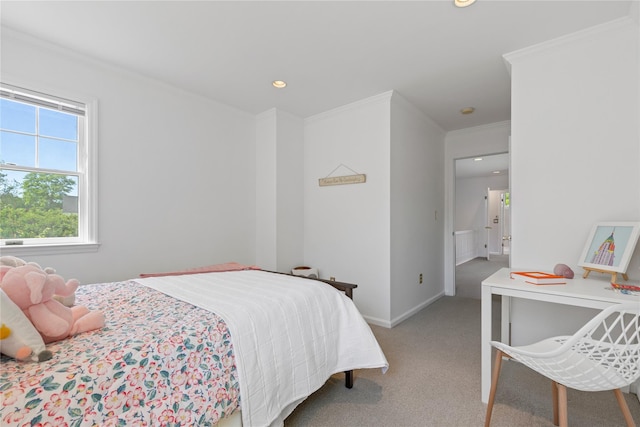 2 Robert Crisfield Pl, Rye, NY 10580 - bedroom with crown molding, light colored carpet, recessed lighting, and baseboards