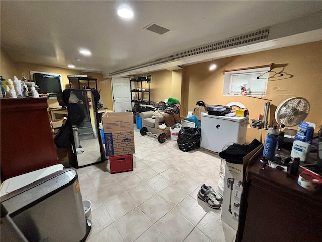556 Van Cortlandt Park Ave, Yonkers, NY 10705 - finished basement with recessed lighting and light tile patterned floors