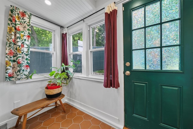 1219 Maple Ave, Peekskill, NY 10566 - doorway featuring plenty of natural light, baseboards, tile patterned floors, and recessed lighting
