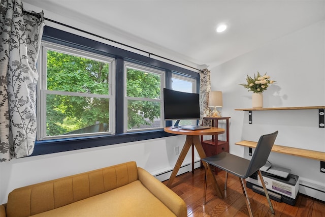1219 Maple Ave, Peekskill, NY 10566 - office space with baseboard heating, wood finished floors, and recessed lighting