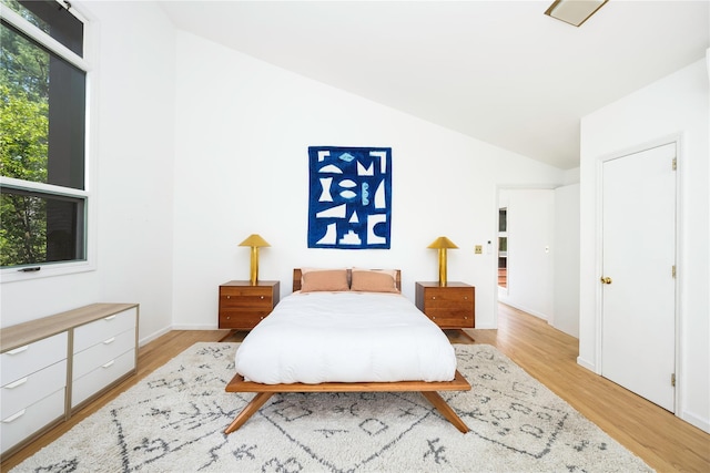 82 Moadock Rd, Millerton, NY 12546 - bedroom with vaulted ceiling and light wood finished floors