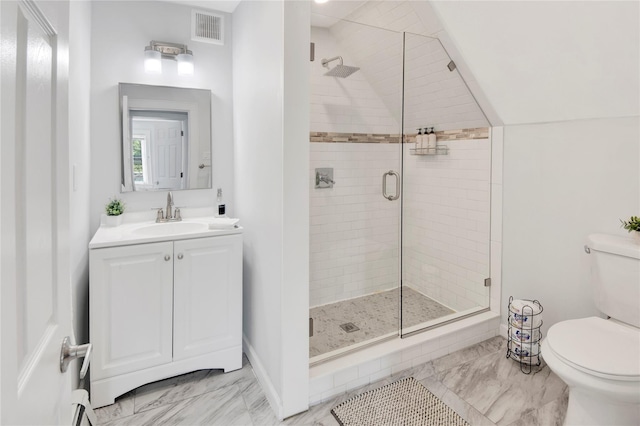 26 Alta Dr, Mount Vernon, NY 10552 - bathroom with toilet, marble finish flooring, a shower stall, and vanity