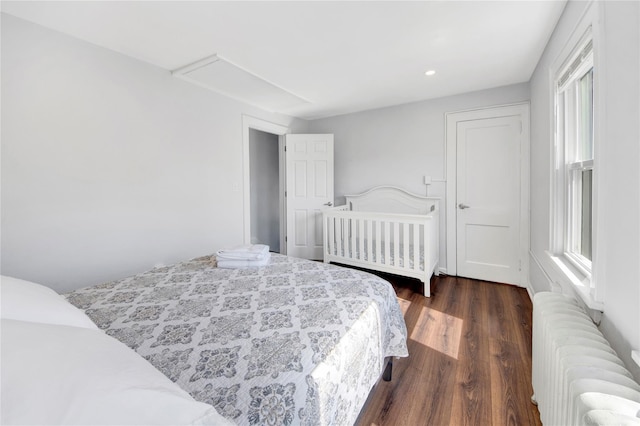 26 Alta Dr, Mount Vernon, NY 10552 - bedroom with radiator, dark wood-type flooring, and recessed lighting