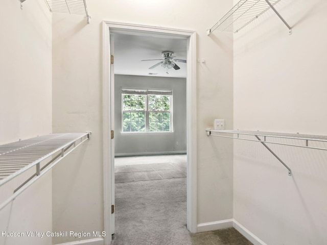 212 Commons Ln, Saugerties, NY 12477 - walk in closet featuring carpet floors and a ceiling fan