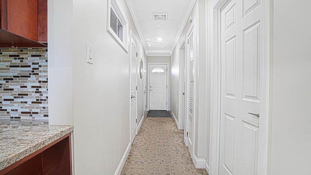 871 Val Park Ave, Valley Stream, NY 11580 - hallway with baseboards and crown molding
