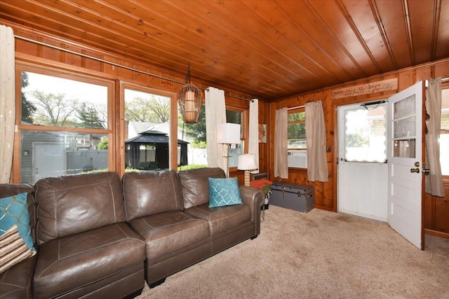 186 E Chester St, Valley Stream, NY 11580 - carpeted living area featuring wood walls and wood ceiling