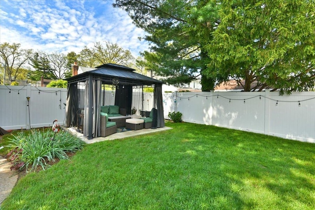 186 E Chester St, Valley Stream, NY 11580 - view of yard featuring a gazebo, an outdoor living space, and a gate