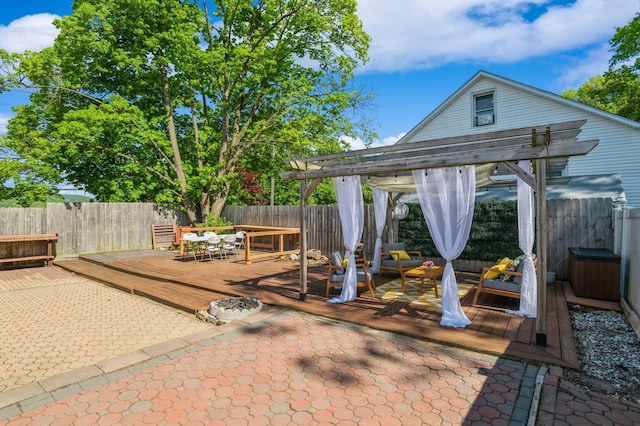722 Shenandoah Ave, Peekskill, NY 10566 - view of patio / terrace with a deck, a fenced backyard, an outdoor living space, and outdoor dining area
