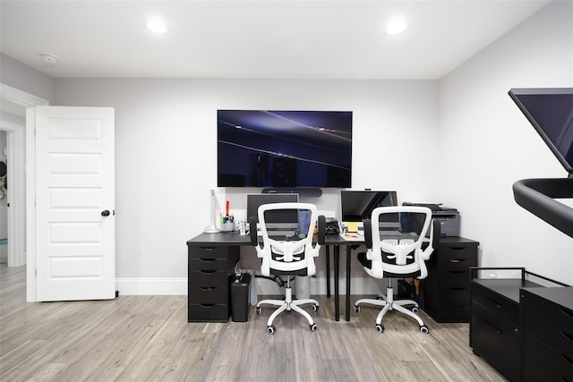 18 Heron Ct, Levittown, NY 11756 - office with light wood-style floors, recessed lighting, and baseboards