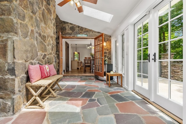 100 Mount Airy Rd S, Croton-On-Hudson, NY 10520 - sunroom / solarium featuring french doors, lofted ceiling, plenty of natural light, and a skylight