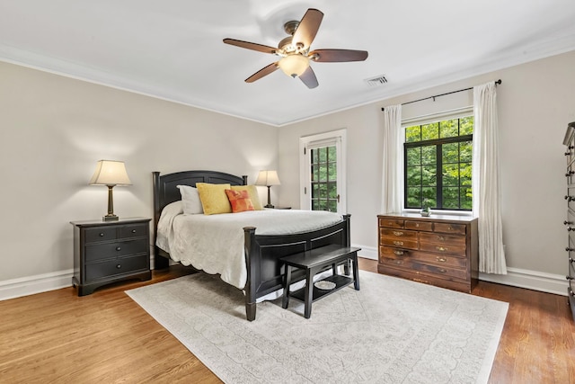 100 Mount Airy Rd S, Croton-On-Hudson, NY 10520 - bedroom featuring ornamental molding, baseboards, wood finished floors, and ceiling fan