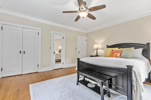 100 Mount Airy Rd S, Croton-On-Hudson, NY 10520 - bedroom featuring wood finished floors, ornamental molding, baseboards, and a ceiling fan