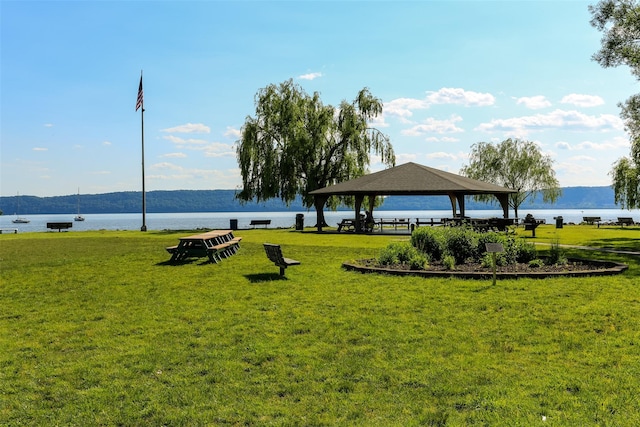 100 Mount Airy Rd S, Croton-On-Hudson, NY 10520 - view of home's community with a gazebo, a water view, and a lawn