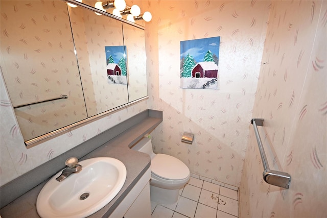 10 Ipswich Ave Unit 4M, Great Neck, NY 11021 - bathroom featuring tile patterned floors, vanity, and wallpapered walls