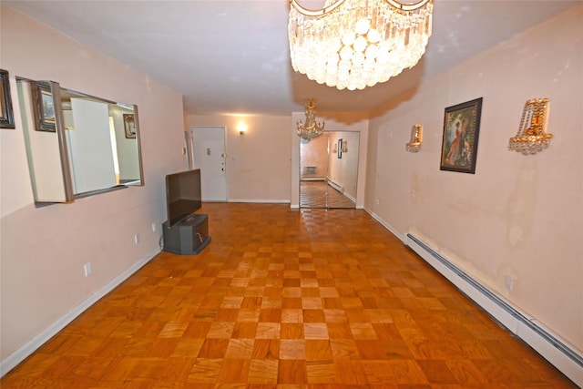 10 Ipswich Ave Unit 4M, Great Neck, NY 11021 - corridor featuring a chandelier and baseboard heating