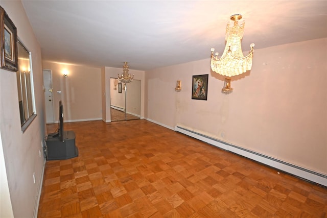 10 Ipswich Ave Unit 4M, Great Neck, NY 11021 - unfurnished room with a chandelier and a baseboard heating unit
