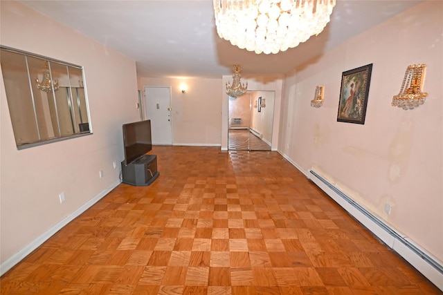 10 Ipswich Ave Unit 4M, Great Neck, NY 11021 - hall with a chandelier and a baseboard radiator