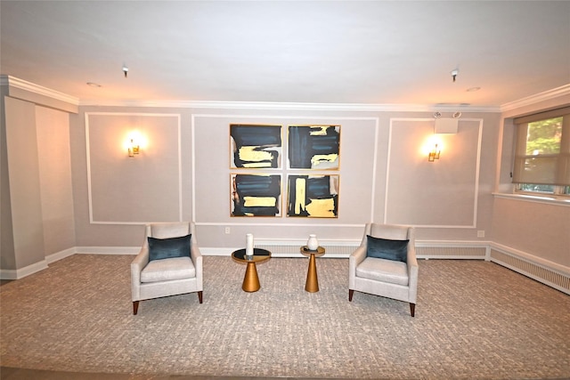 10 Ipswich Ave Unit 4M, Great Neck, NY 11021 - living area featuring ornamental molding and carpet floors