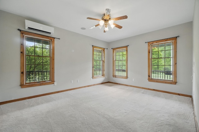 6843 Rte 55, Wingdale, NY 12594 - carpeted empty room with a wall mounted AC, baseboards, and ceiling fan