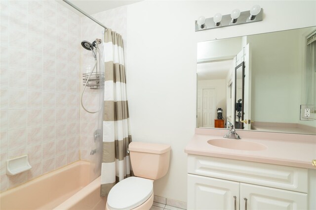 9 Golf Course Dr, Suffern, NY 10901 - full bathroom featuring shower / bath combo, toilet, vanity, and tile patterned flooring