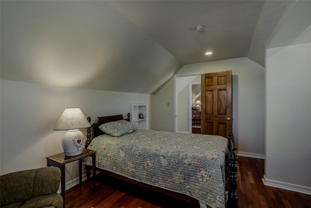 1784 W End Ave, New Hyde Park, NY 11040 - bedroom with lofted ceiling, wood finished floors, baseboards, and recessed lighting