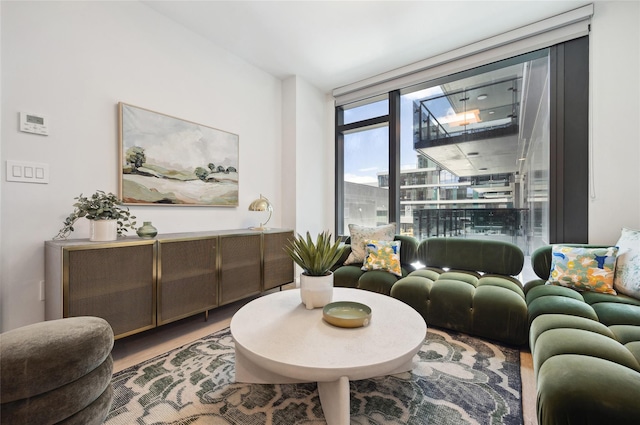 living area featuring wood finished floors