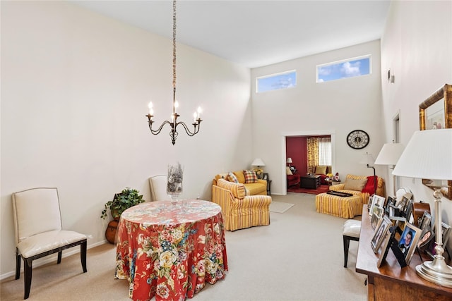 552 Birchwood Park Dr, Middle Island, NY 11953 - living area featuring carpet, a chandelier, and plenty of natural light