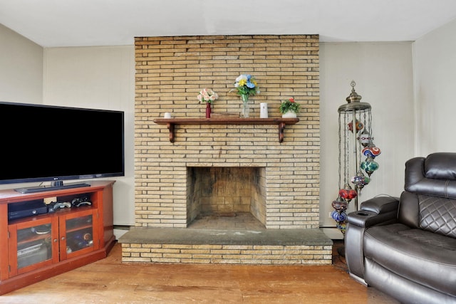 100 Harwich St, Kingston, NY 12401 - living room featuring wood finished floors and a fireplace